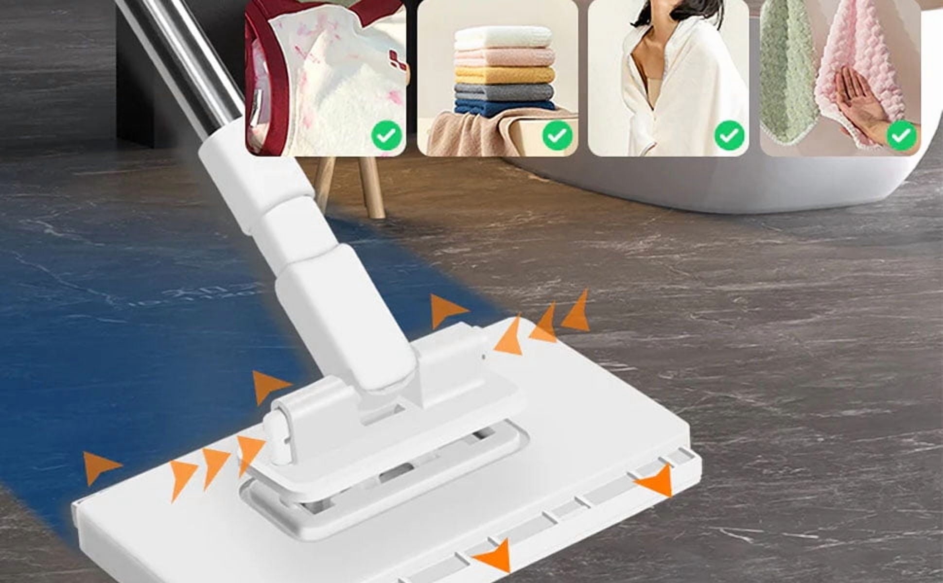 Durable Mop and Cleaning Kit | Designed for various floor types including hardwood, tile, and marble | Household cleaning tools for kitchen and entire house (1 mops + 5 cloths)
