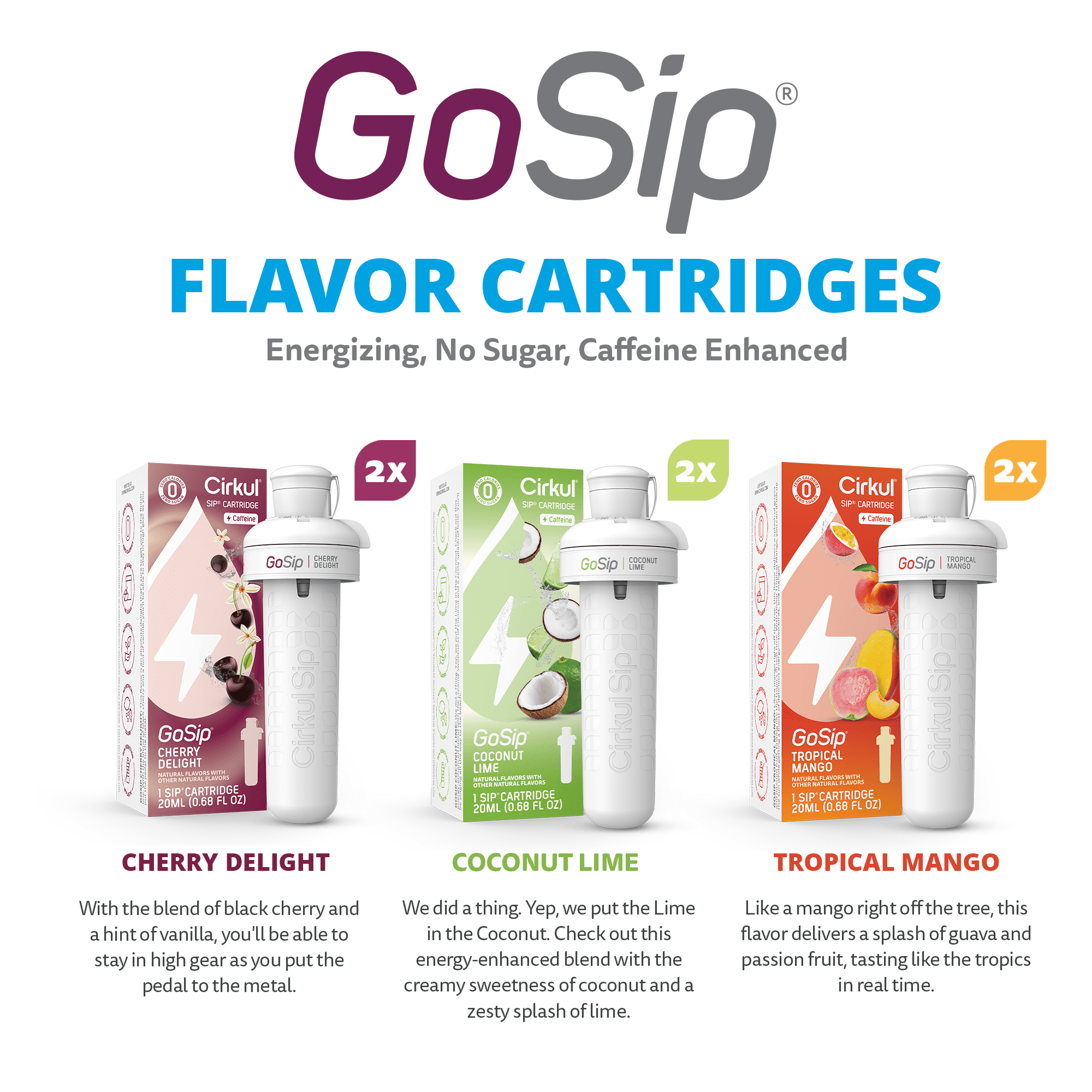 Flavor Cartridge Variety Pack, 6-Pack (2 Send It, 2 Jackpot, 2 Blue Magic)