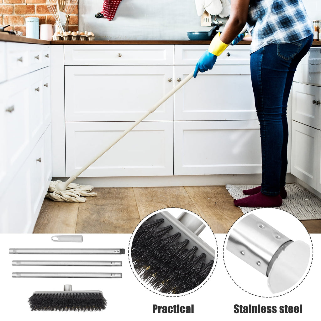 Indoor Broom Long Handle Sweeping Broom for Bathroom Camping and House Use