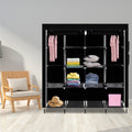 67" Portable Closet with 12 Shelves &amp; 4 Pockets - Heavy Duty Wardrobe Storage Organizer, No-Tool Assembly, Black Dust-Proof Cover