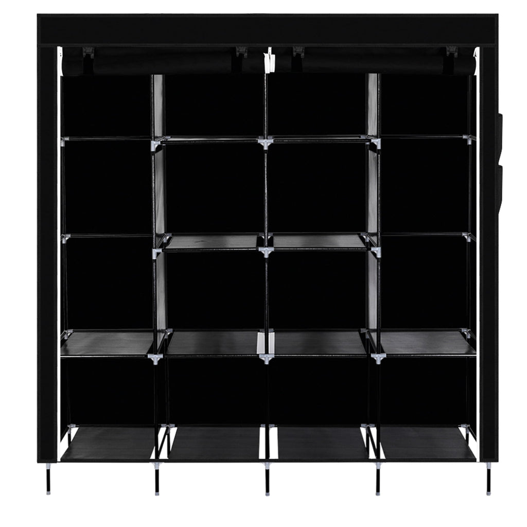 67" Portable Closet with 12 Shelves &amp; 4 Pockets - Heavy Duty Wardrobe Storage Organizer, No-Tool Assembly, Black Dust-Proof Cover