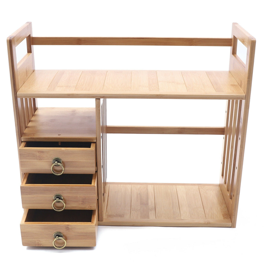 Bamboo Desktop Bookshelf Adjustable Desk Organizer Shelf Storage Rack for Office Desktop Bookshelf  Desk Organizer Bamboo Storage Shelf  for Home &amp; Office Desktop Bookshelf Desk Organizer