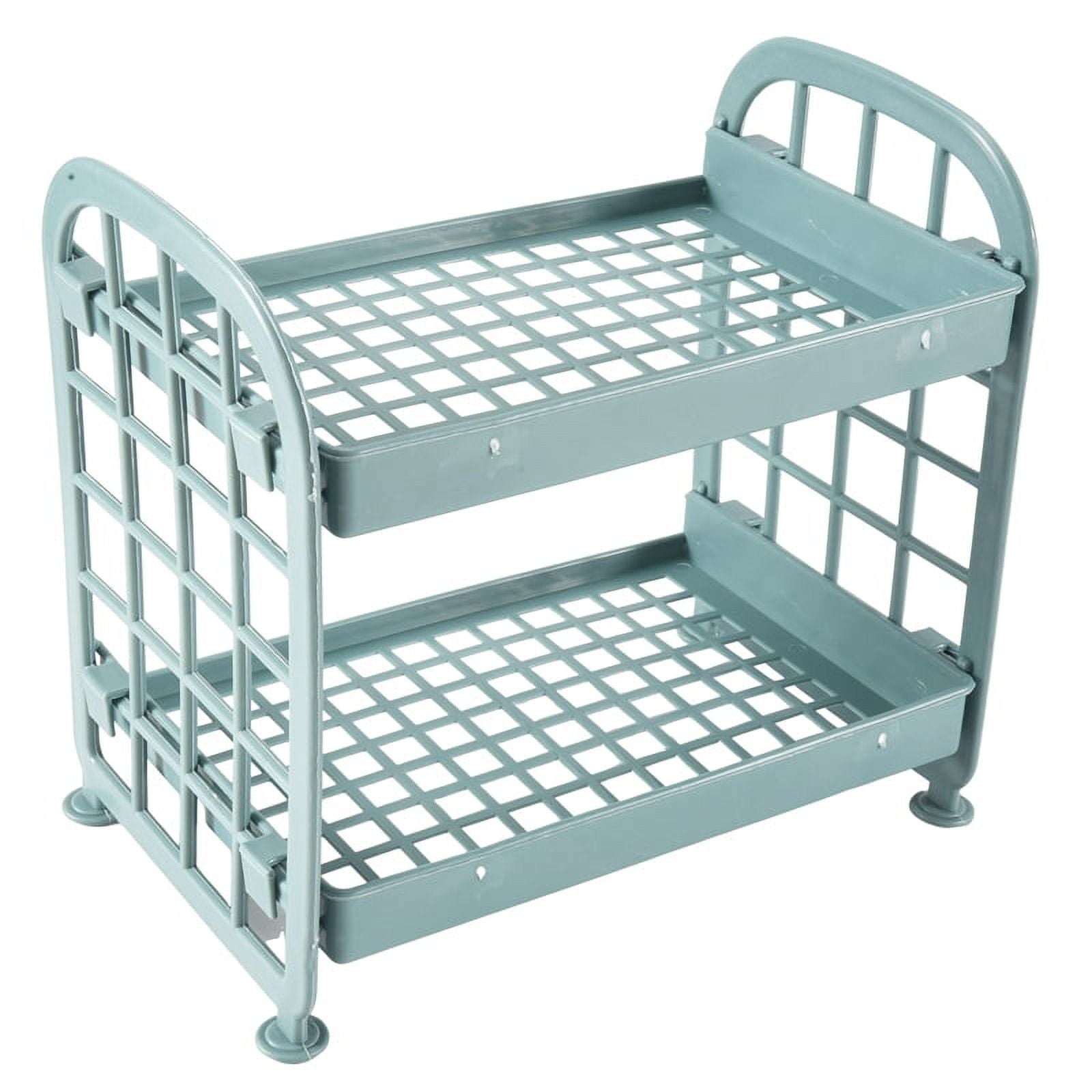 Storage Shelves,Plastic Small Shelves - 2 Tier Shelf Shelving,Kitchen Bathroom Organizer(Nordic blue)
