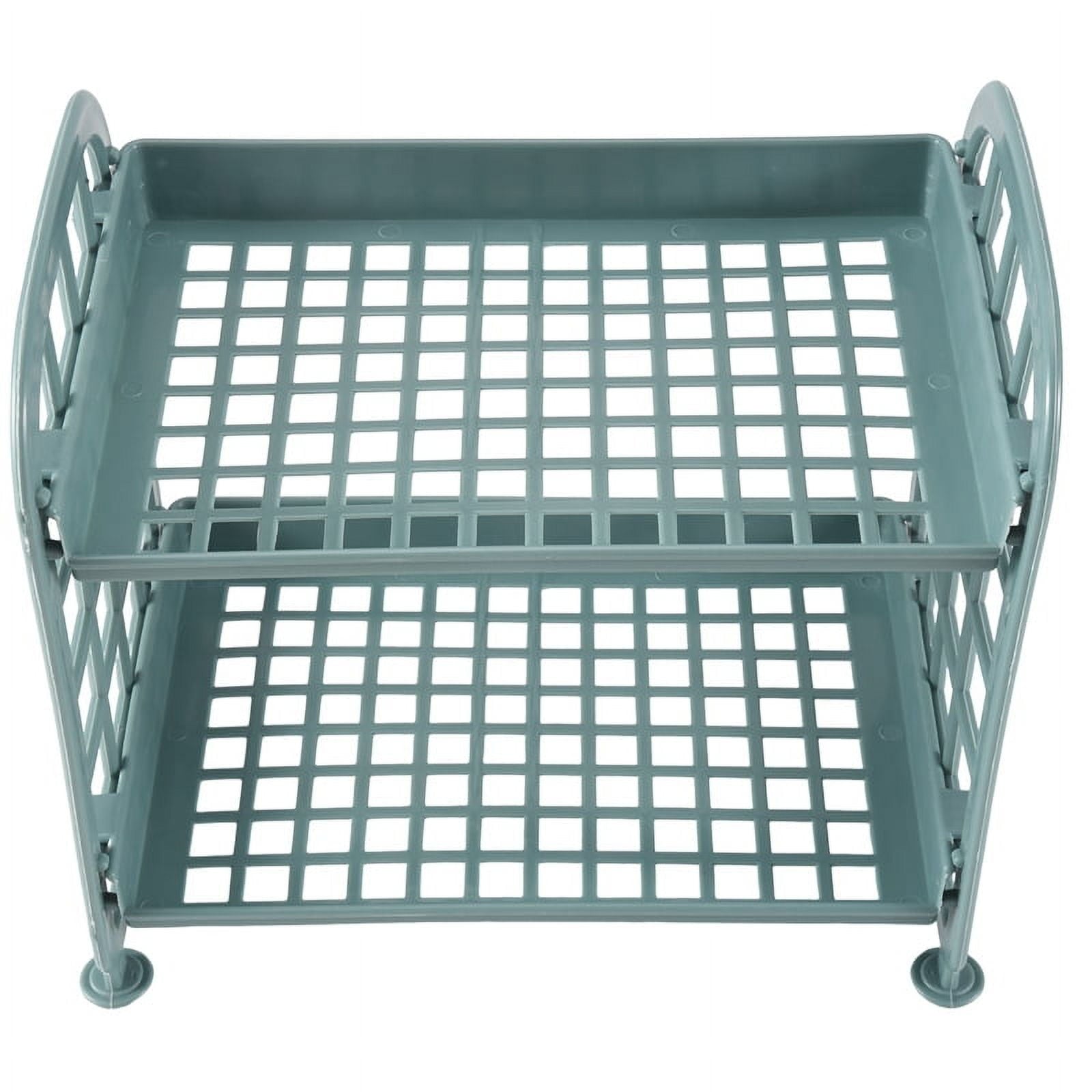 Storage Shelves,Plastic Small Shelves - 2 Tier Shelf Shelving,Kitchen Bathroom Organizer(Nordic blue)