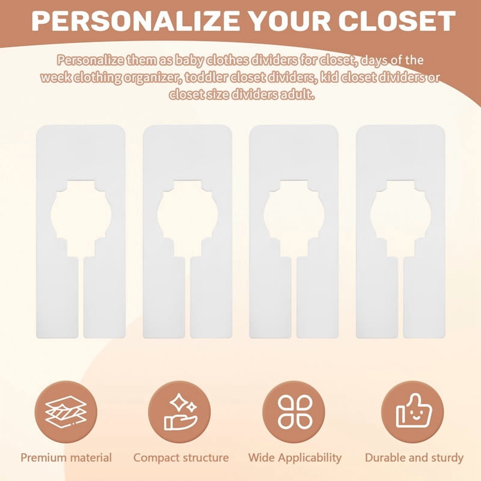 30 Closet Dividers for Hanging Clothes- Rectangle Clothing Size Dividers,White Closet C5393