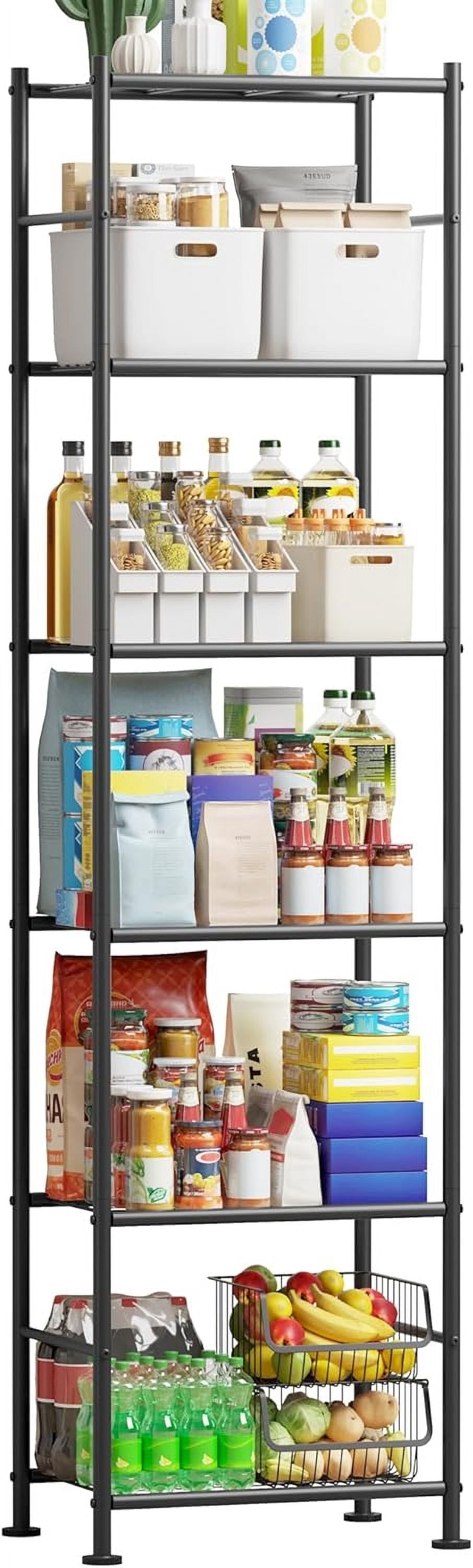 AP Storage Shelves - 6 Tier Shelf Organizer, Sturdy Metal Garage Shelving with Adjustable Leveling Feet, Space-Saving Shelves Organizer for Pantry, Laundry, Kitchen (18" x 12" x 70", Black)