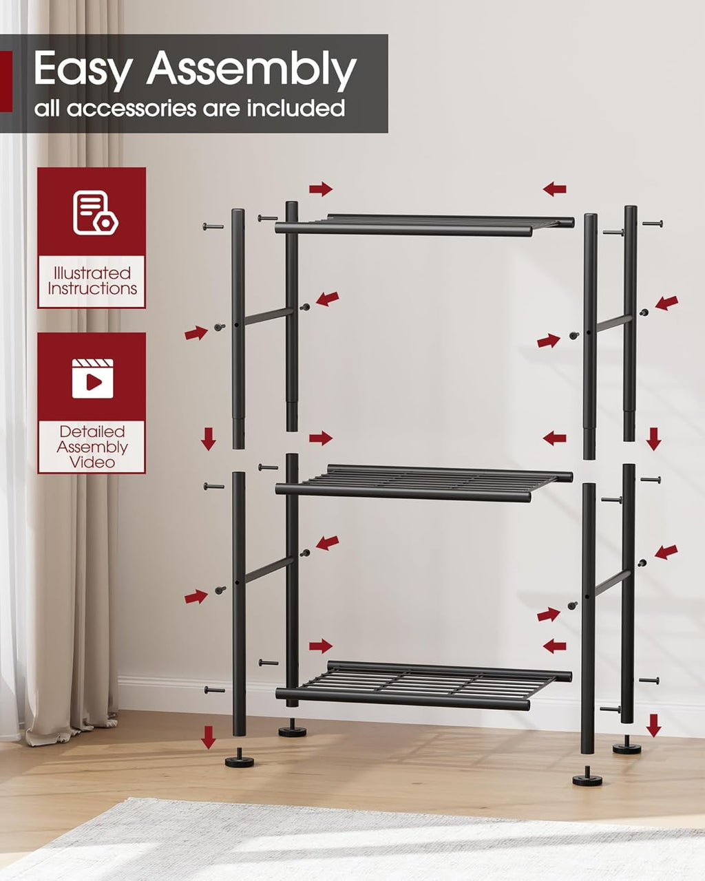 AP Storage Shelves - 6 Tier Shelf Organizer, Sturdy Metal Garage Shelving with Adjustable Leveling Feet, Space-Saving Shelves Organizer for Pantry, Laundry, Kitchen (18" x 12" x 70", Black)