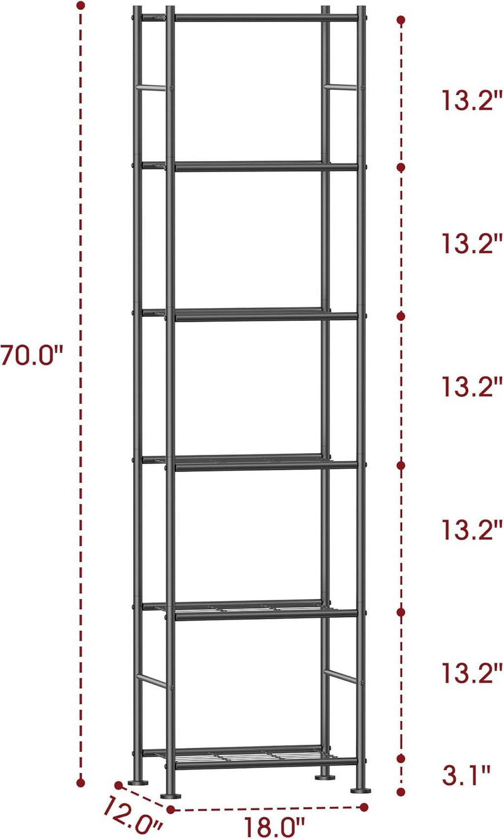 AP Storage Shelves - 6 Tier Shelf Organizer, Sturdy Metal Garage Shelving with Adjustable Leveling Feet, Space-Saving Shelves Organizer for Pantry, Laundry, Kitchen (18" x 12" x 70", Black)