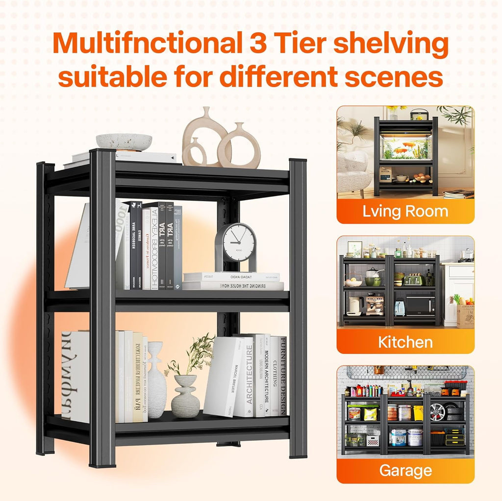 5-Tier Bookshelf, Metal Book Shelf, Adjustable Bookcase, Tall Shelves in Living Room/Home/Office/Kitchen/Bedroom, Storage Organizer for CDs/Books/Movies, Modern, Black