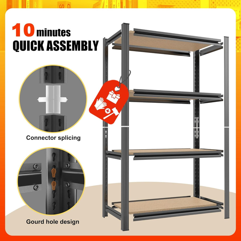 5-Tier Bookshelf, Metal Book Shelf, Adjustable Bookcase, Tall Shelves in Living Room/Home/Office/Kitchen/Bedroom, Storage Organizer for CDs/Books/Movies, Modern, Black