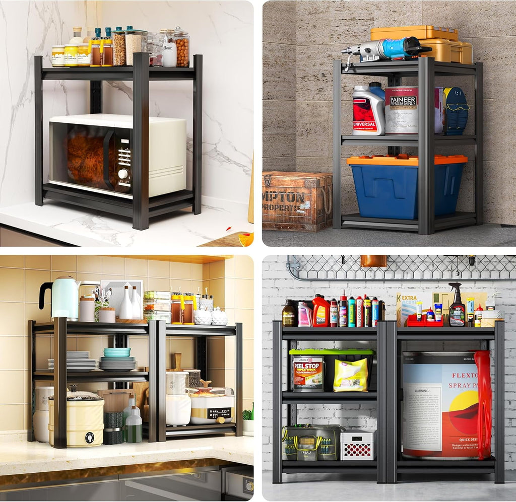 5-Tier Bookshelf, Metal Book Shelf, Adjustable Bookcase, Tall Shelves in Living Room/Home/Office/Kitchen/Bedroom, Storage Organizer for CDs/Books/Movies, Modern, Black