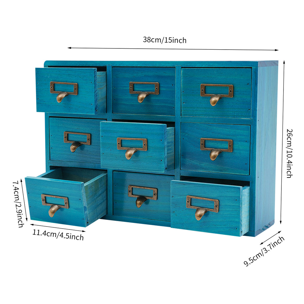 9 Drawers Apothecary Cabinet, Wooden Desk Drawer Organizer,Apothecary Chests and Cabinets, Herb Storage Box
