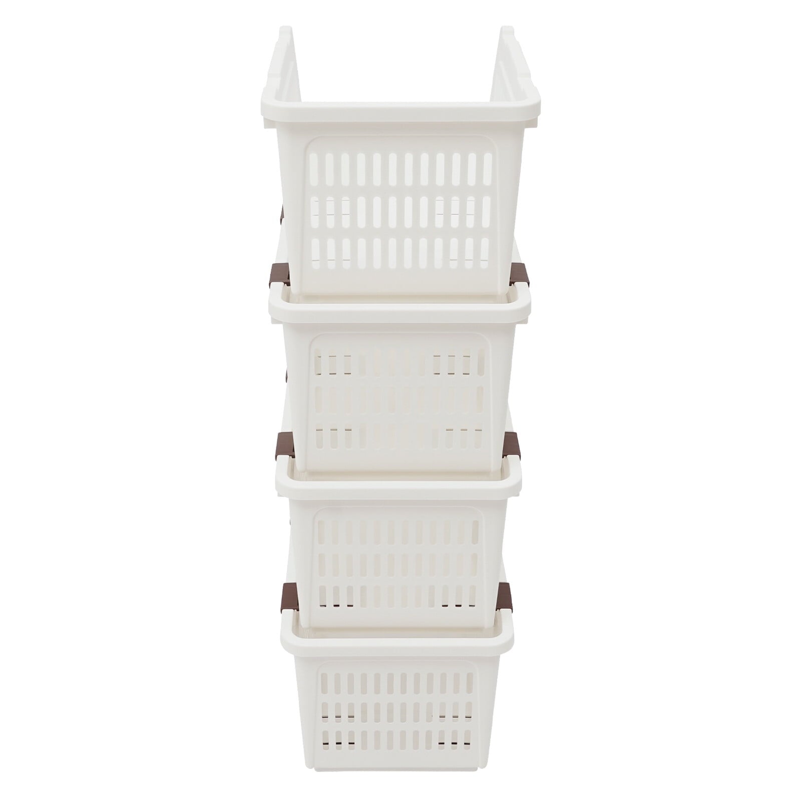 4 Pack Stacking Storage Baskets, Multifunctional PP Organizer Bins Space-Saving