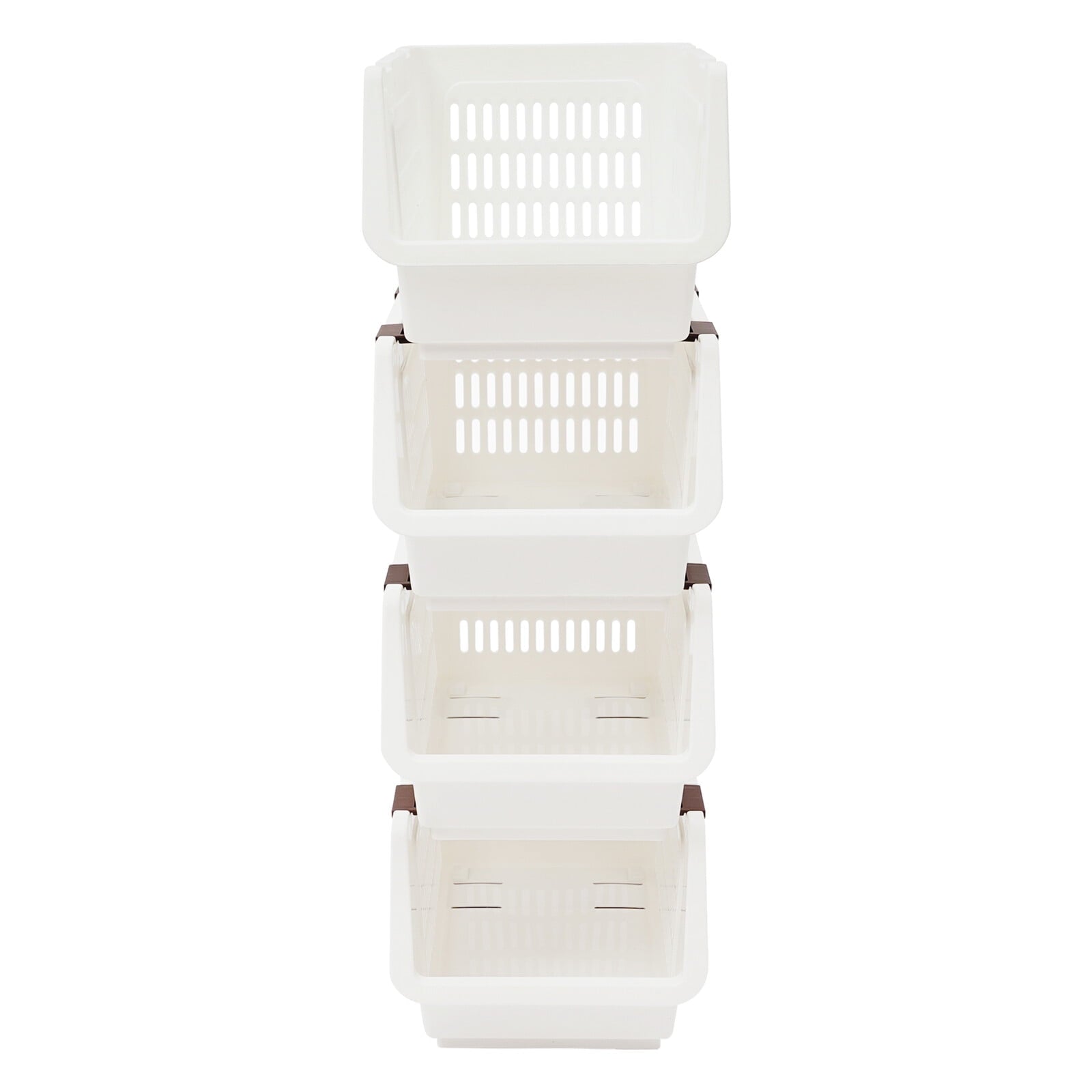4 Pack Stacking Storage Baskets, Multifunctional PP Organizer Bins Space-Saving