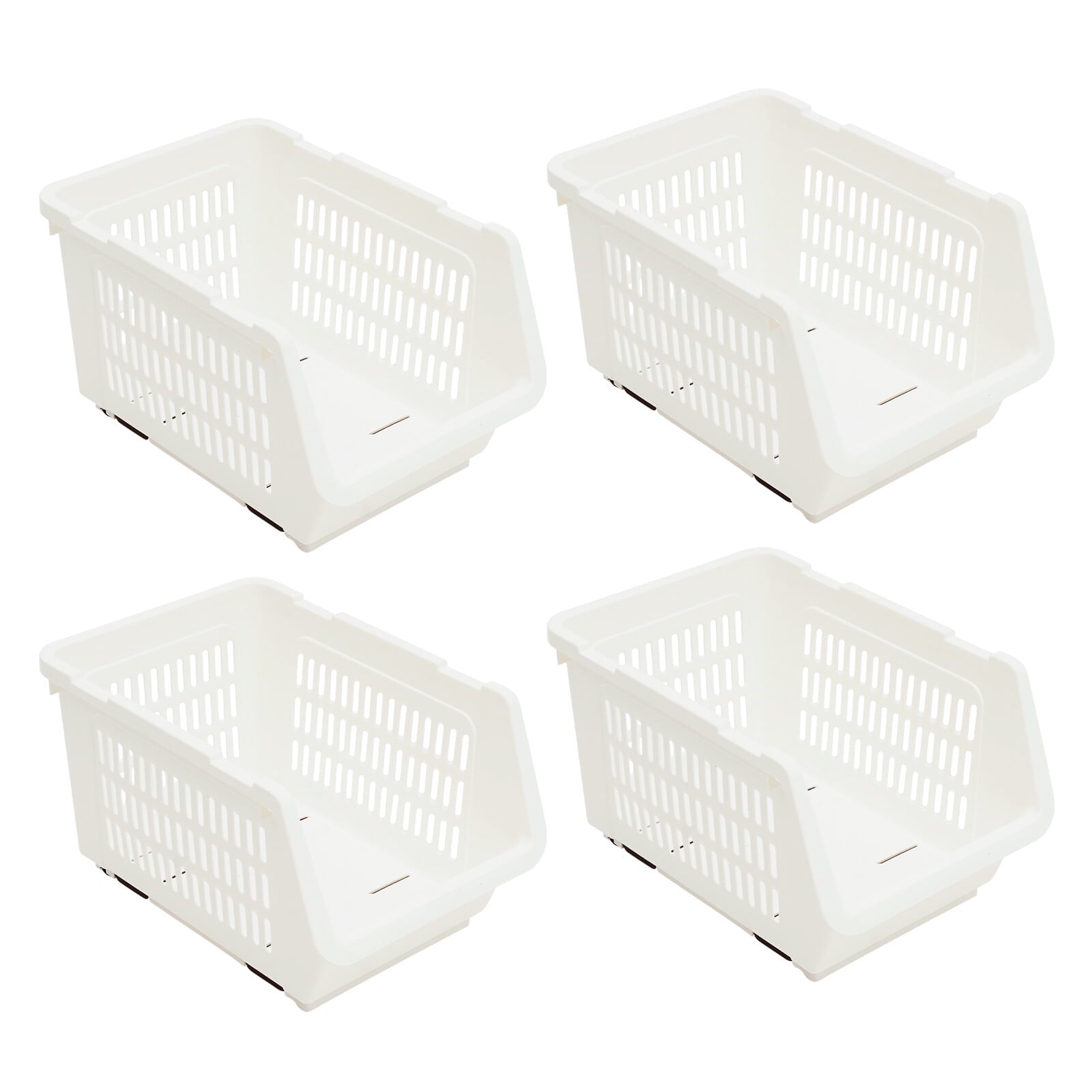 4 Pack Stacking Storage Baskets, Multifunctional PP Organizer Bins Space-Saving
