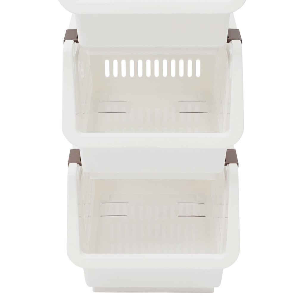 4 Pack Stacking Storage Baskets, Multifunctional PP Organizer Bins Space-Saving