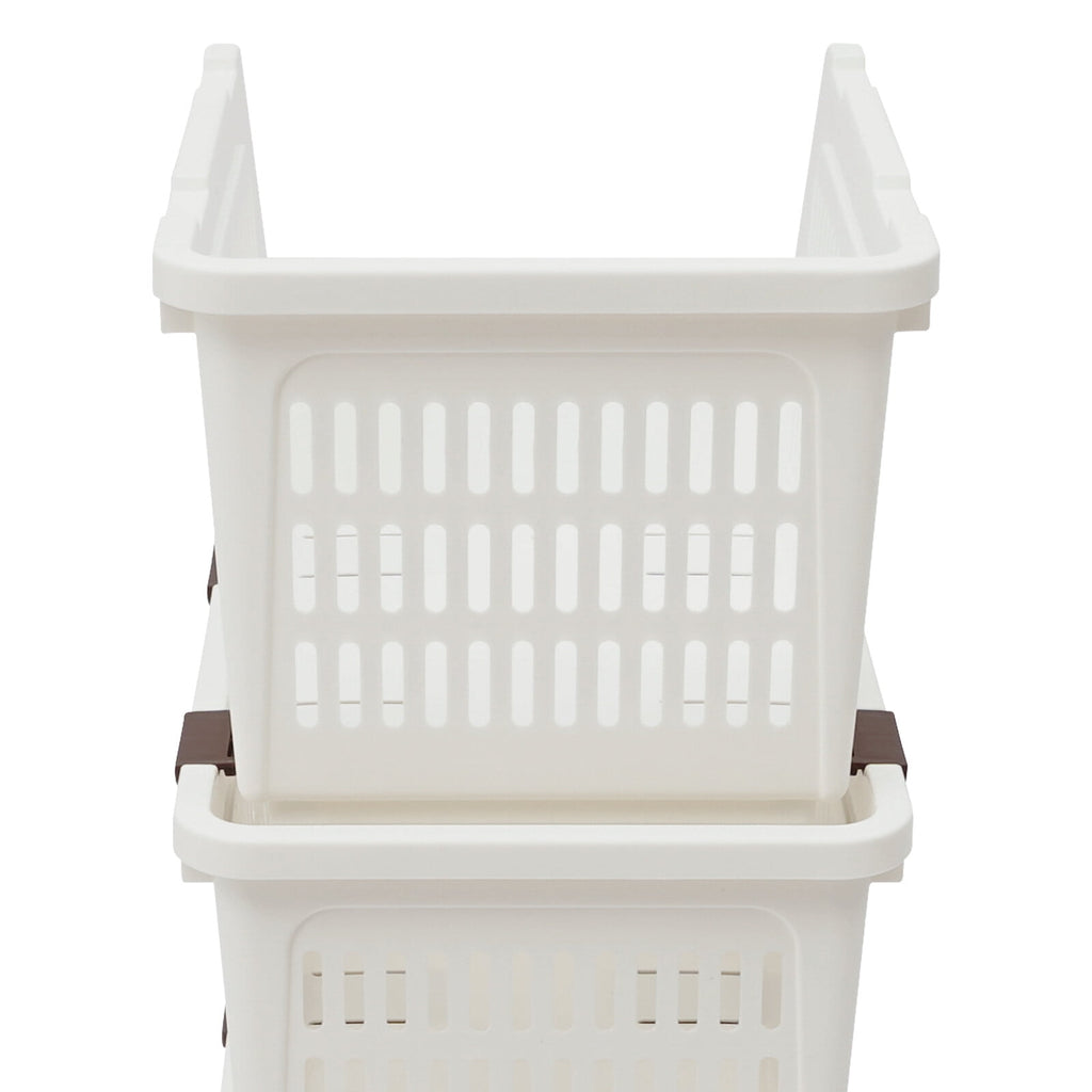 4 Pack Stacking Storage Baskets, Multifunctional PP Organizer Bins Space-Saving