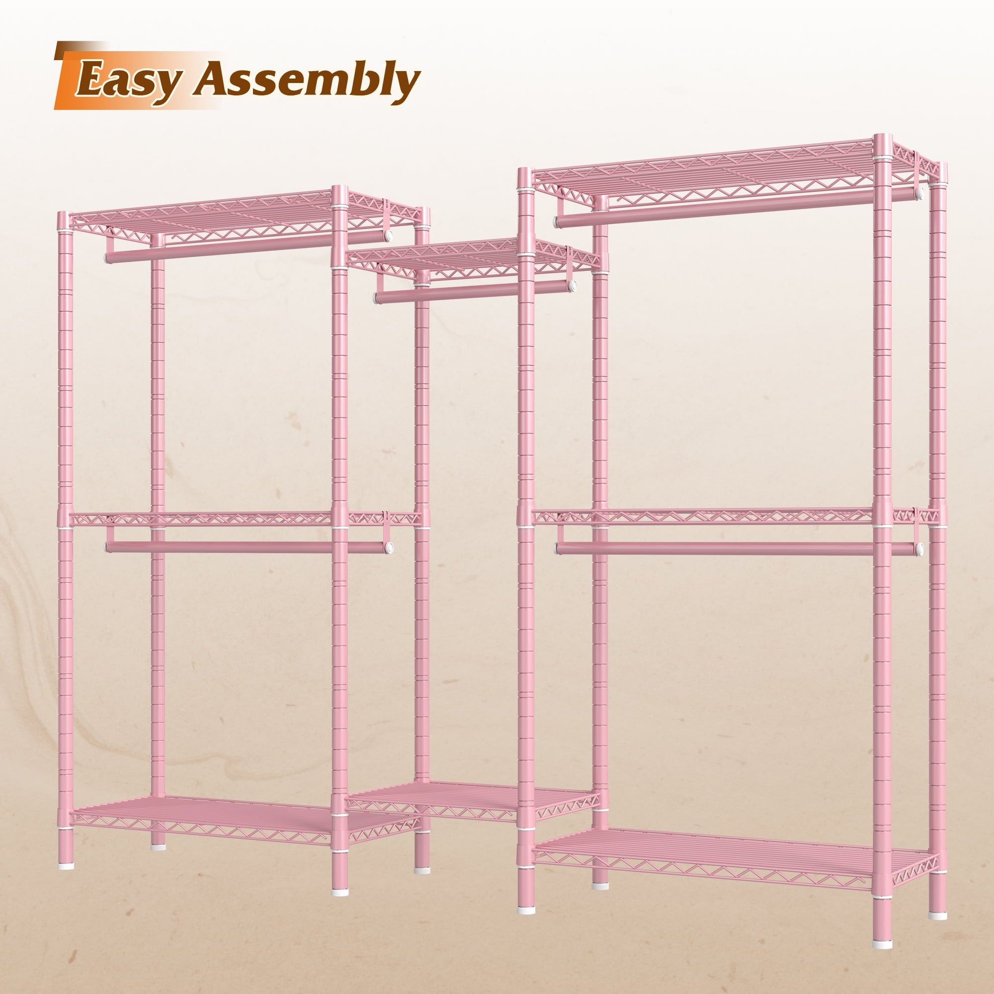 74.5" W Clothes  Rack Heavy Duty Garment Rack Closet Organizer with 8 Shelves &amp; 5 Hanger Rods,Black