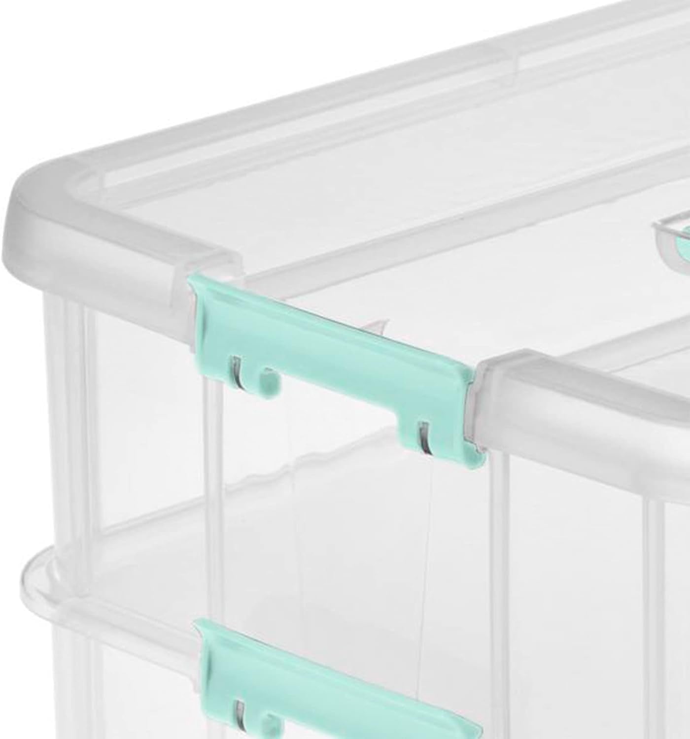 Stack and Carry 2 Layer Handle Box  Stackable Plastic Small  Container with Latching Lid  Bin to  Crafts  Clear  4-Pack