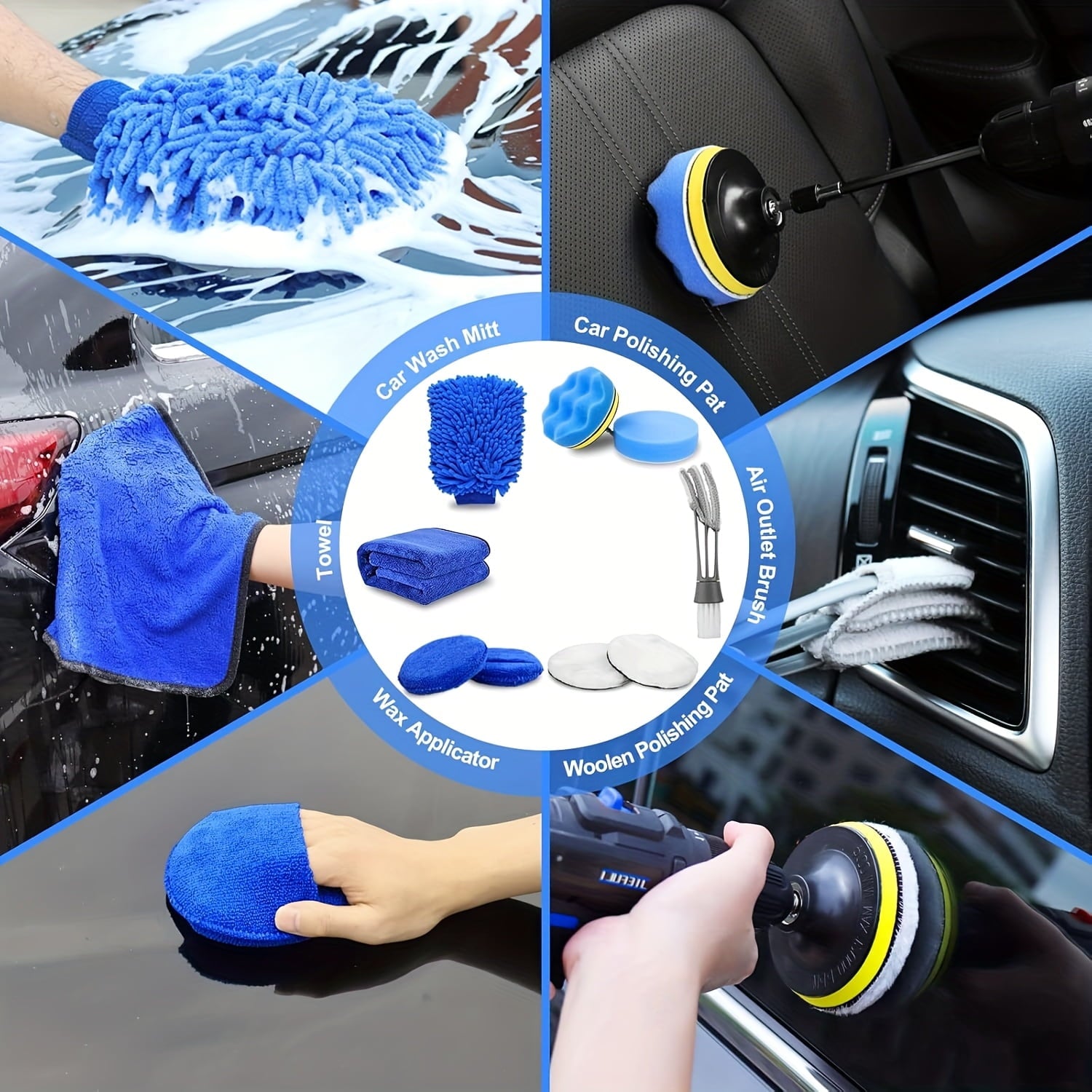 35pcs Car Detail Kit, Car Detail Brush Kit, Car Detail Brush Kit, Car Wash Kit, Car Parts, Car Cleaning Tool Kit, for Interior, Exterior, Wheels