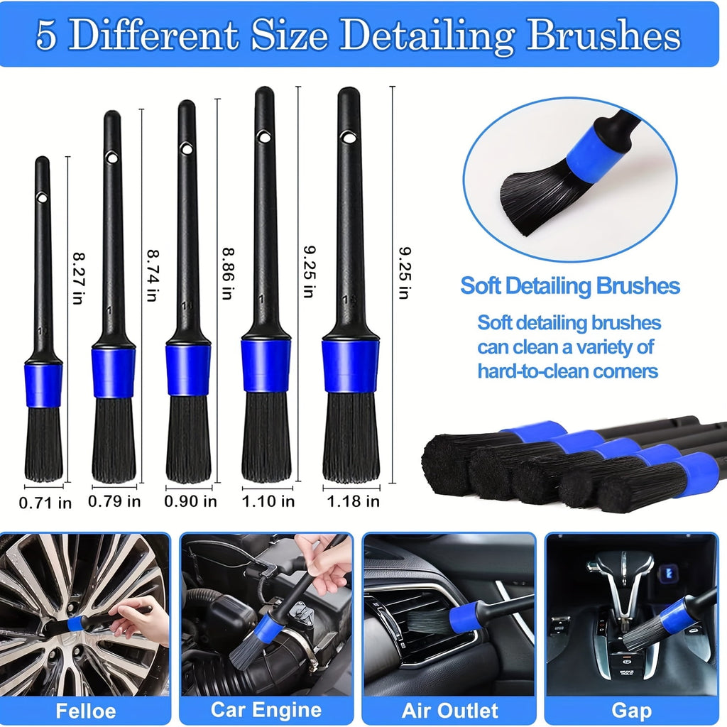 35pcs Car Detail Kit, Car Detail Brush Kit, Car Detail Brush Kit, Car Wash Kit, Car Parts, Car Cleaning Tool Kit, for Interior, Exterior, Wheels
