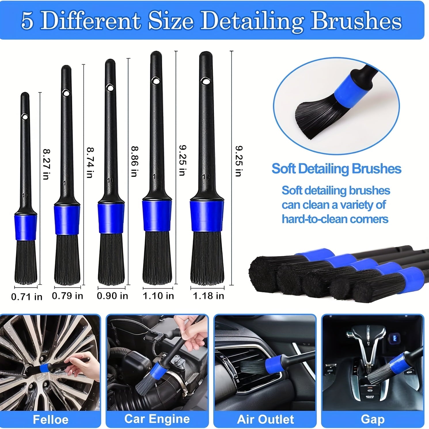 35pcs Car Detail Kit, Car Detail Brush Kit, Car Detail Brush Kit, Car Wash Kit, Car Parts, Car Cleaning Tool Kit, for Interior, Exterior, Wheels