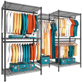 74.5" W Clothes  Rack Heavy Duty Garment Rack Closet Organizer with 8 Shelves &amp; 5 Hanger Rods,Black