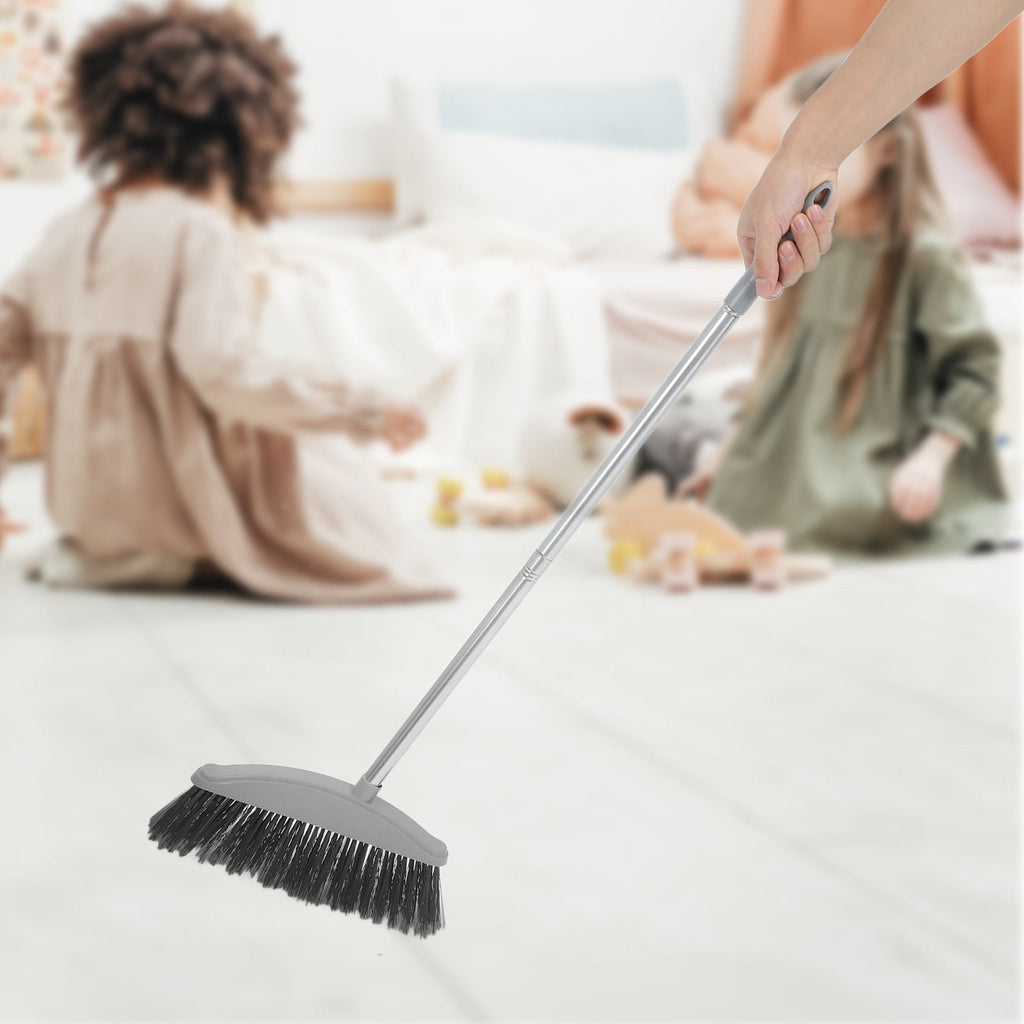 Heavy Duty Outdoor Indoor Broom with Long Handle Stainless Steel Floor Sweeping Tool 1 Set