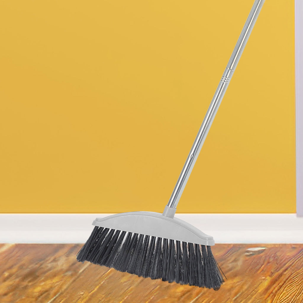 Heavy Duty Outdoor Indoor Broom with Long Handle Stainless Steel Floor Sweeping Tool 1 Set