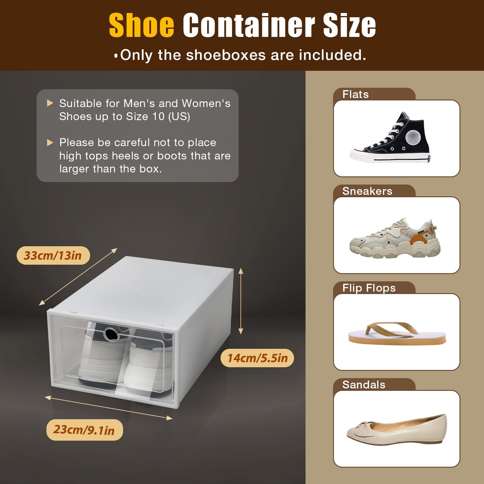 24Pcs Shoe Storage Box White Clear Plastic Display Shoes Case PP Stackable Organizer