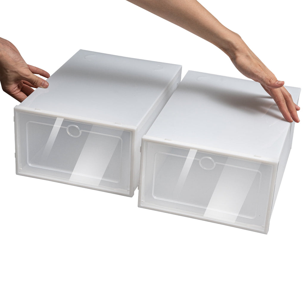 24Pcs Shoe Storage Box White Clear Plastic Display Shoes Case PP Stackable Organizer