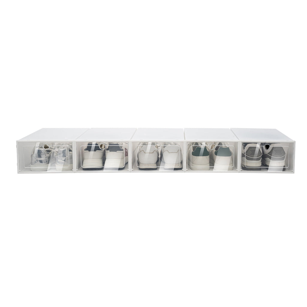 24Pcs Shoe Storage Box White Clear Plastic Display Shoes Case PP Stackable Organizer