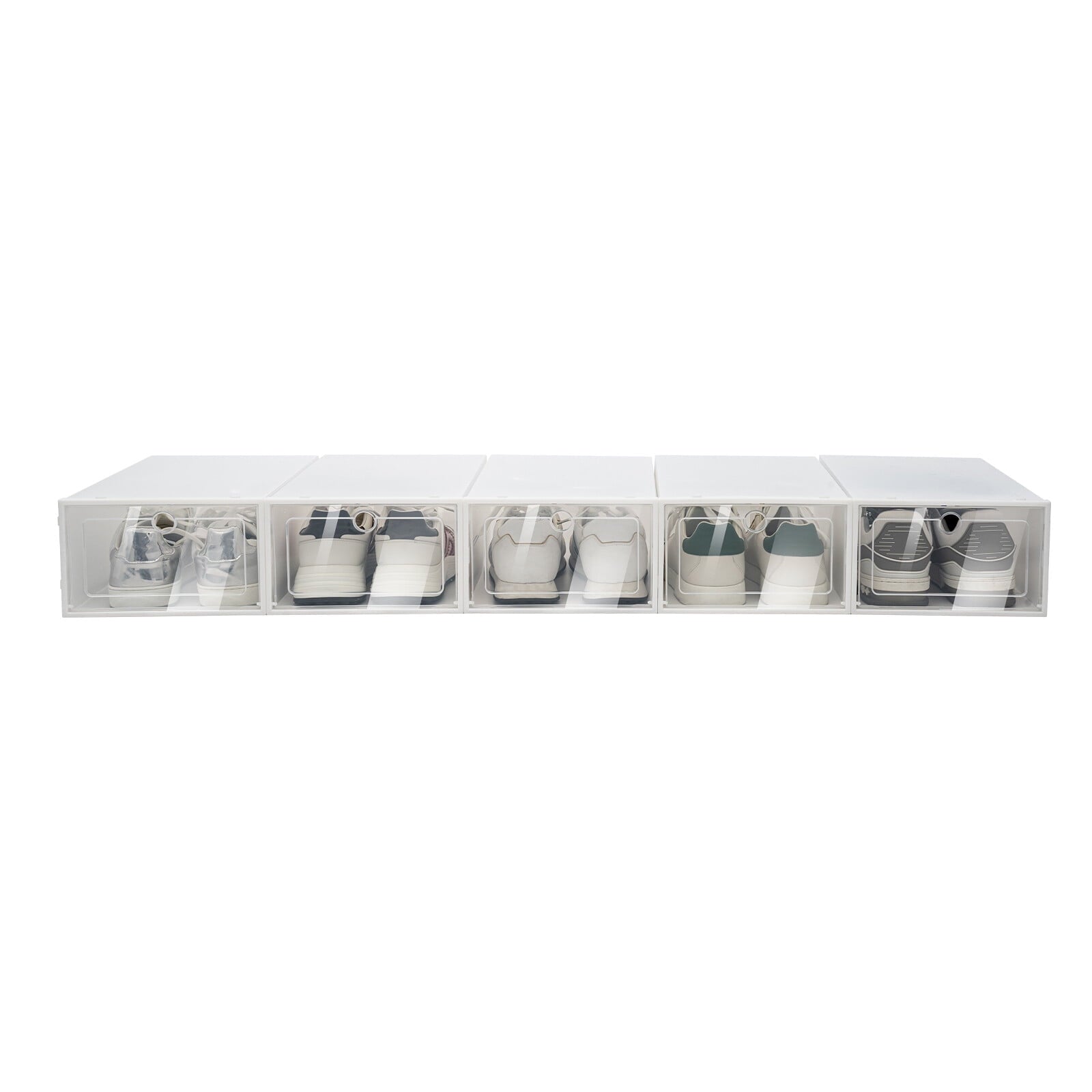 24Pcs Shoe Storage Box White Clear Plastic Display Shoes Case PP Stackable Organizer