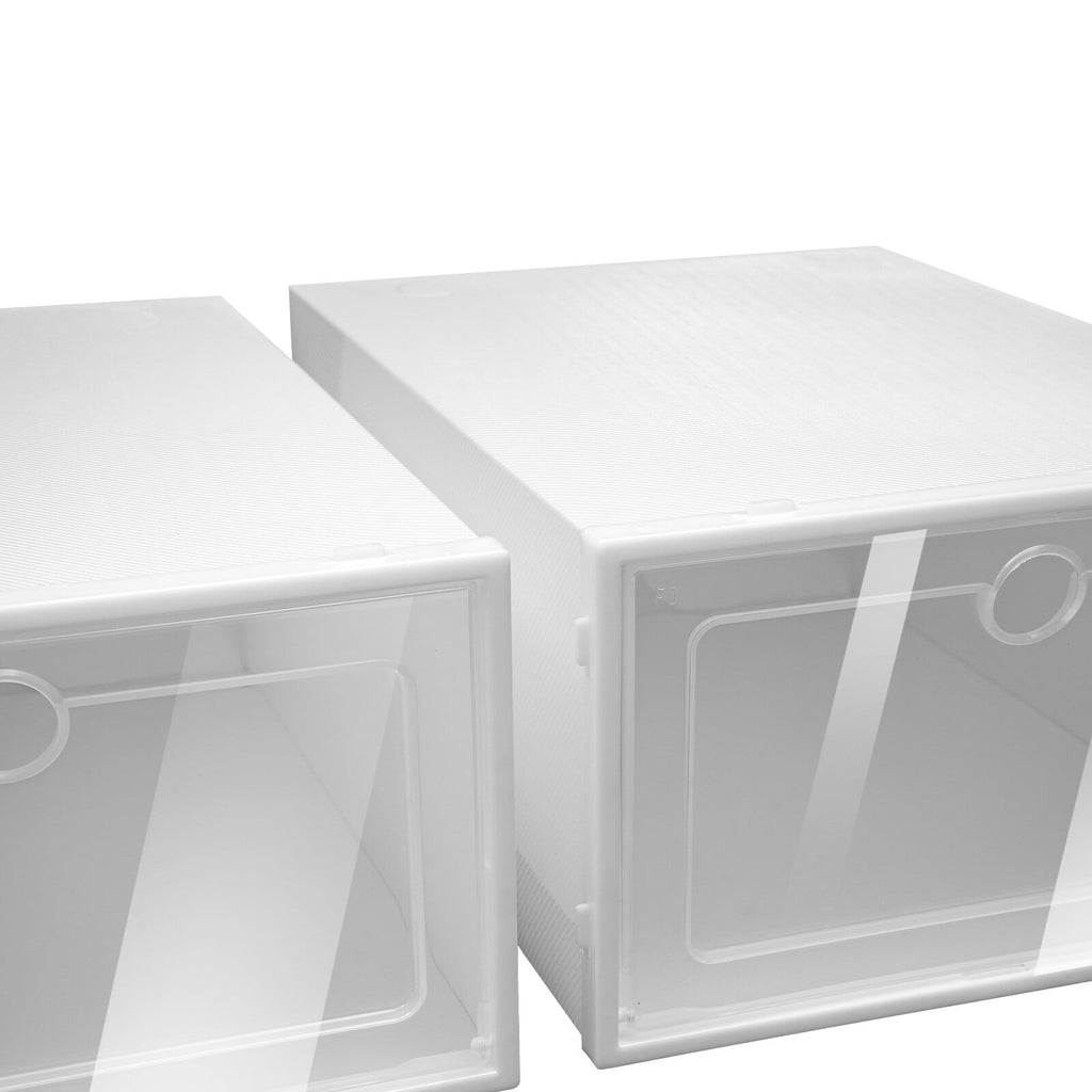 24Pcs Shoe Storage Box White Clear Plastic Display Shoes Case PP Stackable Organizer