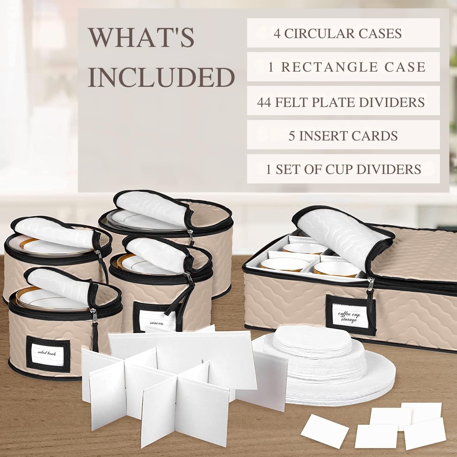 China Storage Box Moving Box for Cutlery, Glasses, Plates, Mugs and Saucers, Sturdy Quilted Microfiber Dish Organizer with Dividers for Seasonal Storage