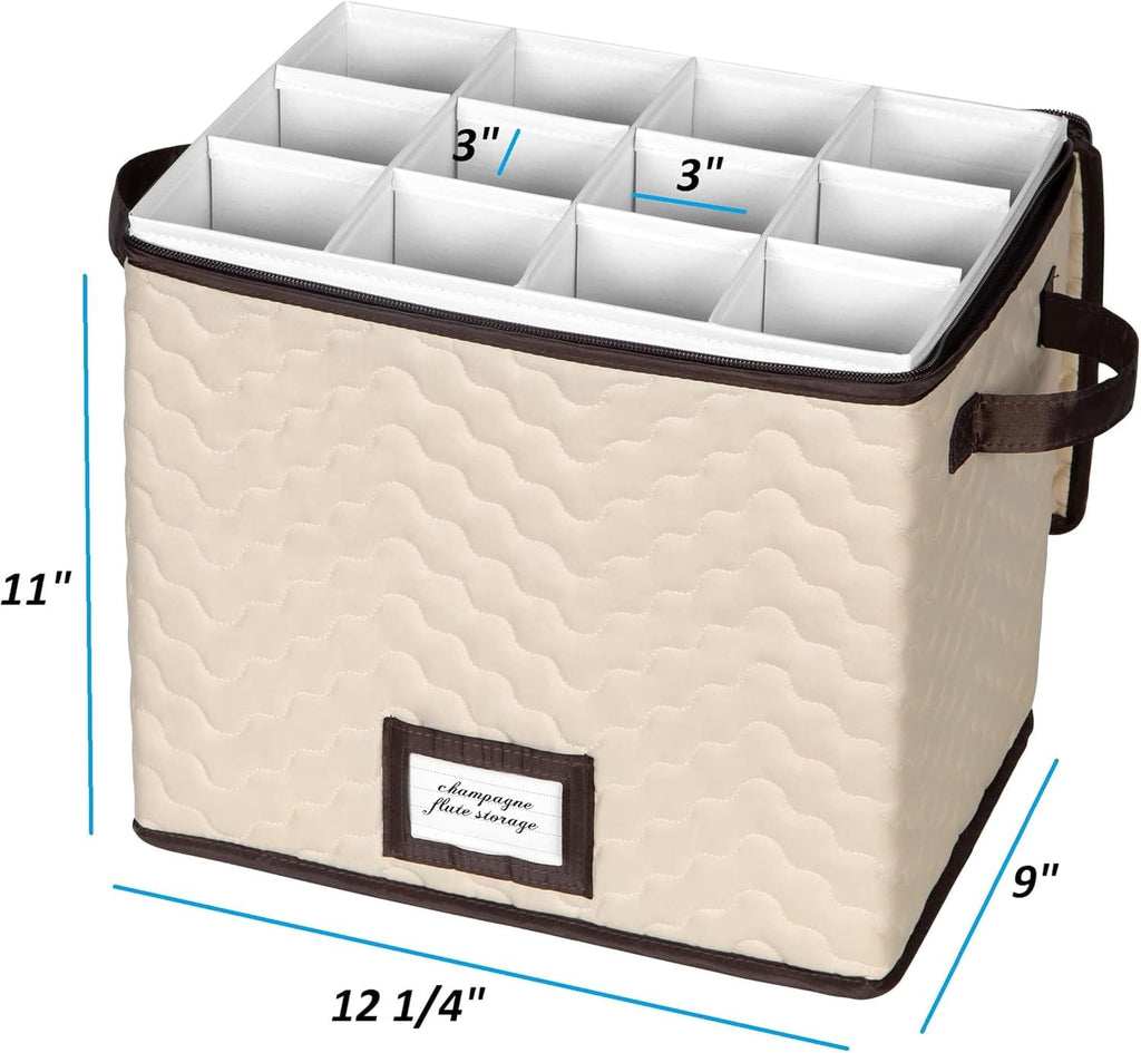 China Storage Box Moving Box for Cutlery, Glasses, Plates, Mugs and Saucers, Sturdy Quilted Microfiber Dish Organizer with Dividers for Seasonal Storage