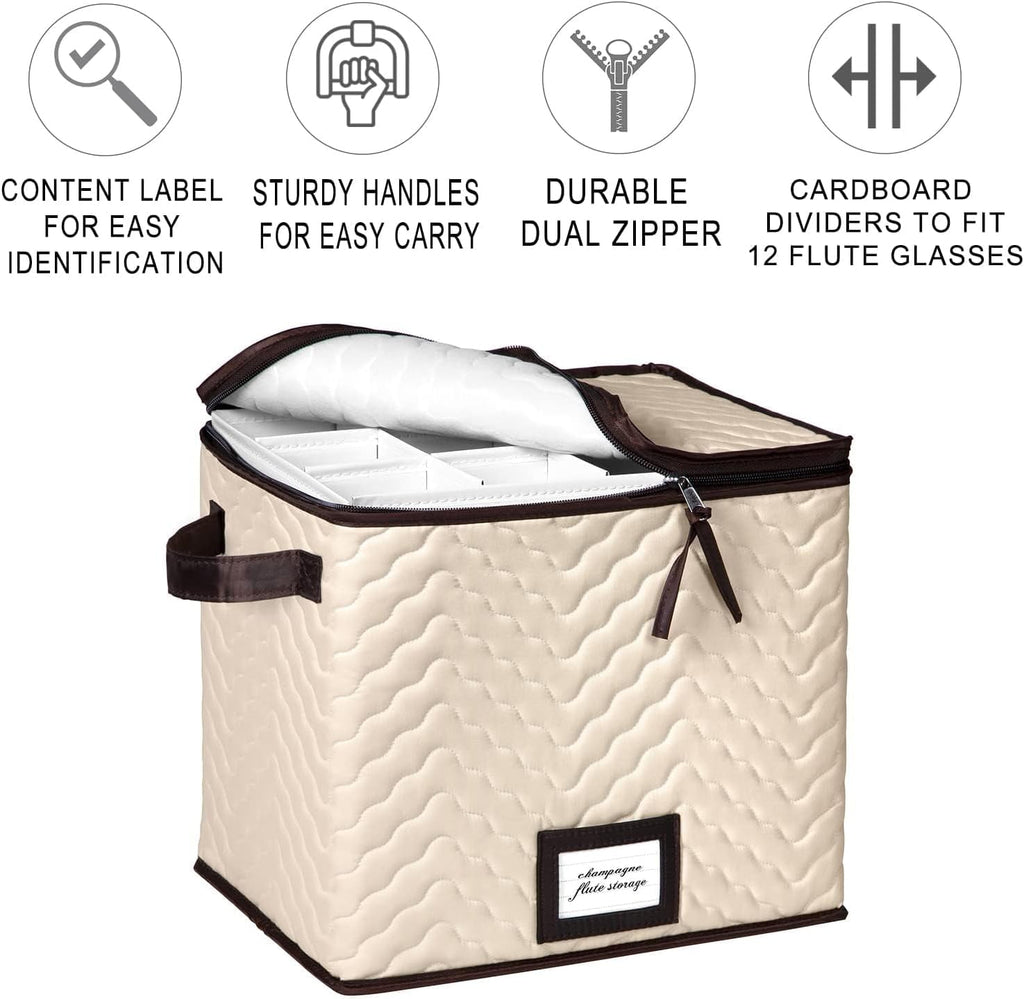China Storage Box Moving Box for Cutlery, Glasses, Plates, Mugs and Saucers, Sturdy Quilted Microfiber Dish Organizer with Dividers for Seasonal Storage