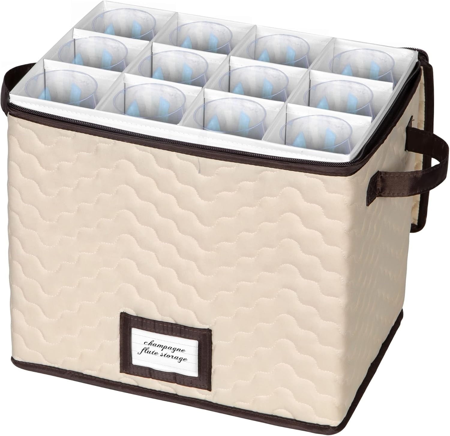 China Storage Box Moving Box for Cutlery, Glasses, Plates, Mugs and Saucers, Sturdy Quilted Microfiber Dish Organizer with Dividers for Seasonal Storage
