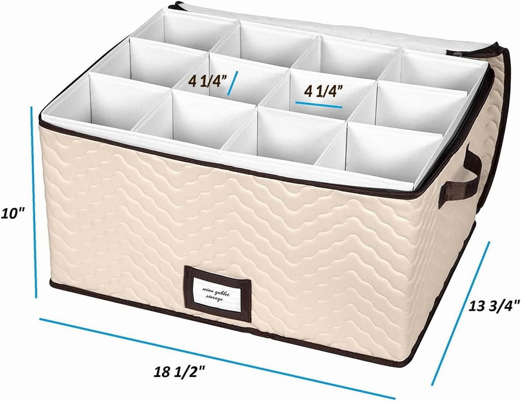China Storage Box Moving Box for Cutlery, Glasses, Plates, Mugs and Saucers, Sturdy Quilted Microfiber Dish Organizer with Dividers for Seasonal Storage