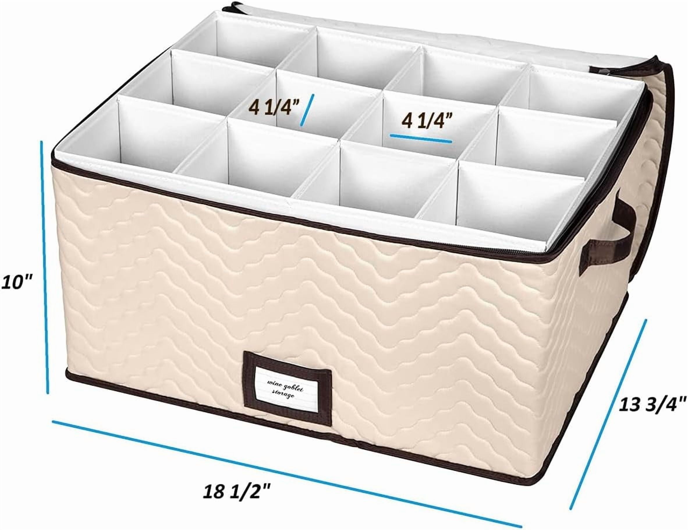 China Storage Box Moving Box for Cutlery, Glasses, Plates, Mugs and Saucers, Sturdy Quilted Microfiber Dish Organizer with Dividers for Seasonal Storage