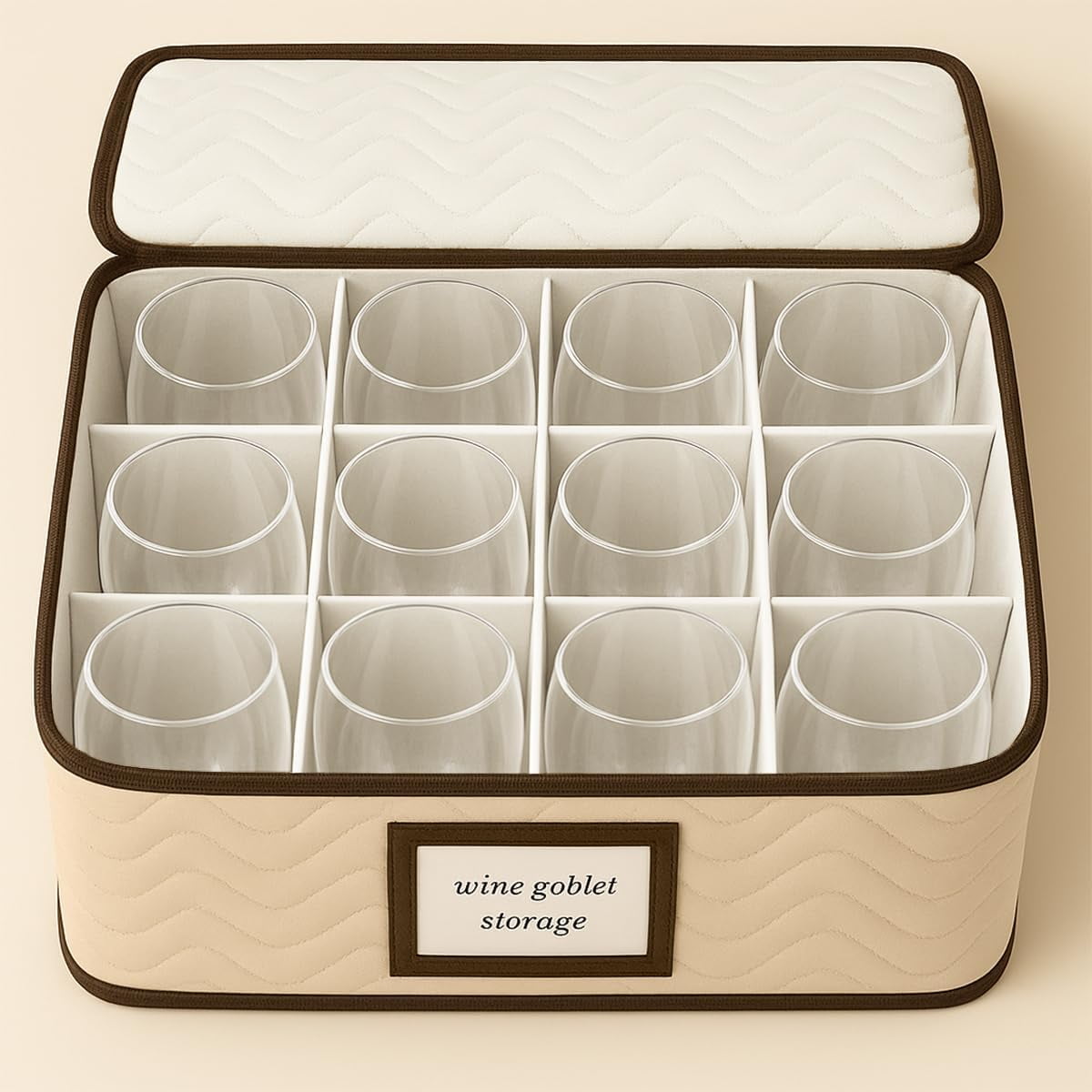 China Storage Box Moving Box for Cutlery, Glasses, Plates, Mugs and Saucers, Sturdy Quilted Microfiber Dish Organizer with Dividers for Seasonal Storage