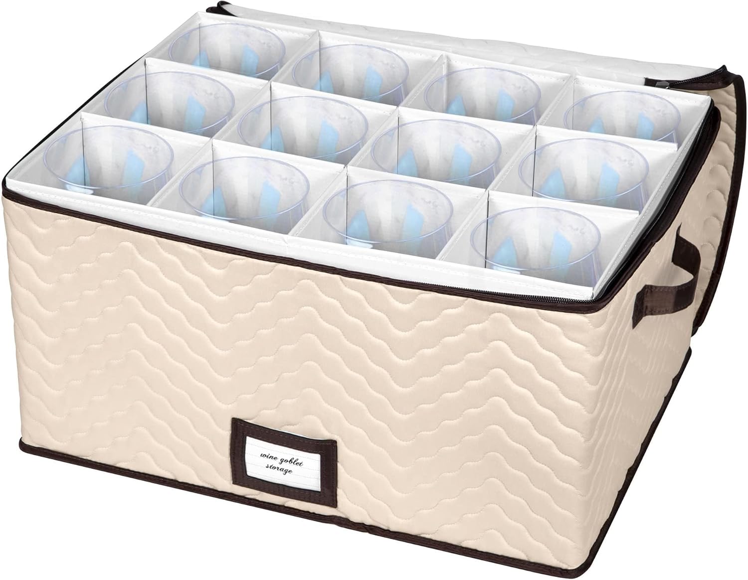 China Storage Box Moving Box for Cutlery, Glasses, Plates, Mugs and Saucers, Sturdy Quilted Microfiber Dish Organizer with Dividers for Seasonal Storage