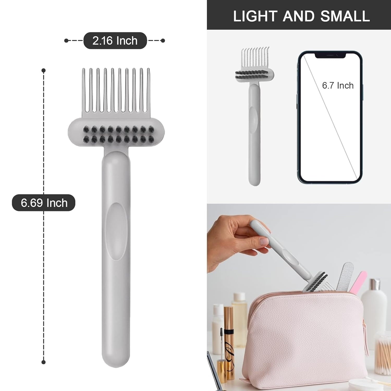 2-in-1 Hair Brush Cleaner and Remover Tool - Comb for Removing Hair and Dust, Suitable for Home and Salon Use (1 Pack-Green/Grey/Orange)