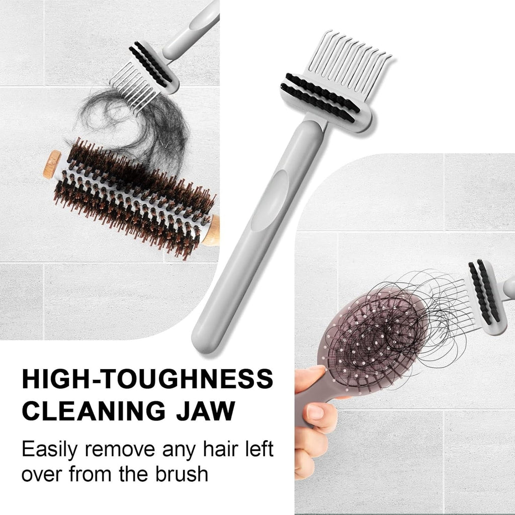 2-in-1 Hair Brush Cleaner and Remover Tool - Comb for Removing Hair and Dust, Suitable for Home and Salon Use (1 Pack-Green/Grey/Orange)