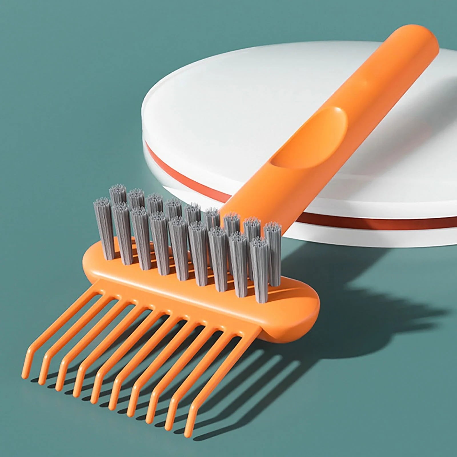 2-in-1 Hair Brush Cleaner and Remover Tool - Comb for Removing Hair and Dust, Suitable for Home and Salon Use (1 Pack-Green/Grey/Orange)