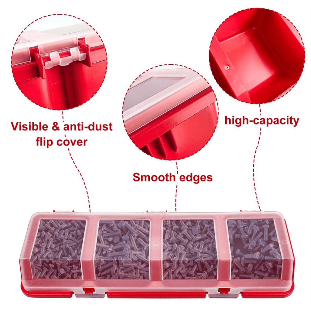 6Pcs Screw Organizers Storage Bins with Lids, Plastic Stackable Hardware Organizer Box for Garage Nails Tool Organizing
