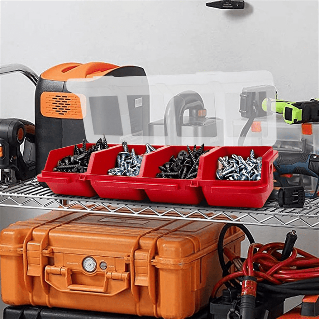 6Pcs Screw Organizers Storage Bins with Lids, Plastic Stackable Hardware Organizer Box for Garage Nails Tool Organizing