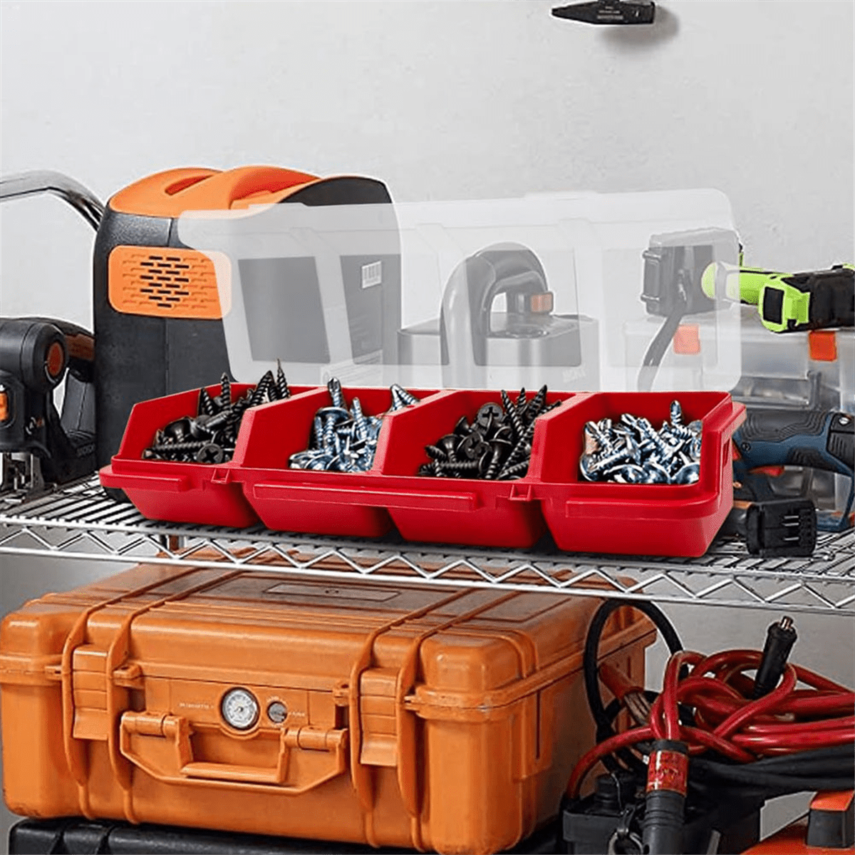 6Pcs Screw Organizers Storage Bins with Lids, Plastic Stackable Hardware Organizer Box for Garage Nails Tool Organizing