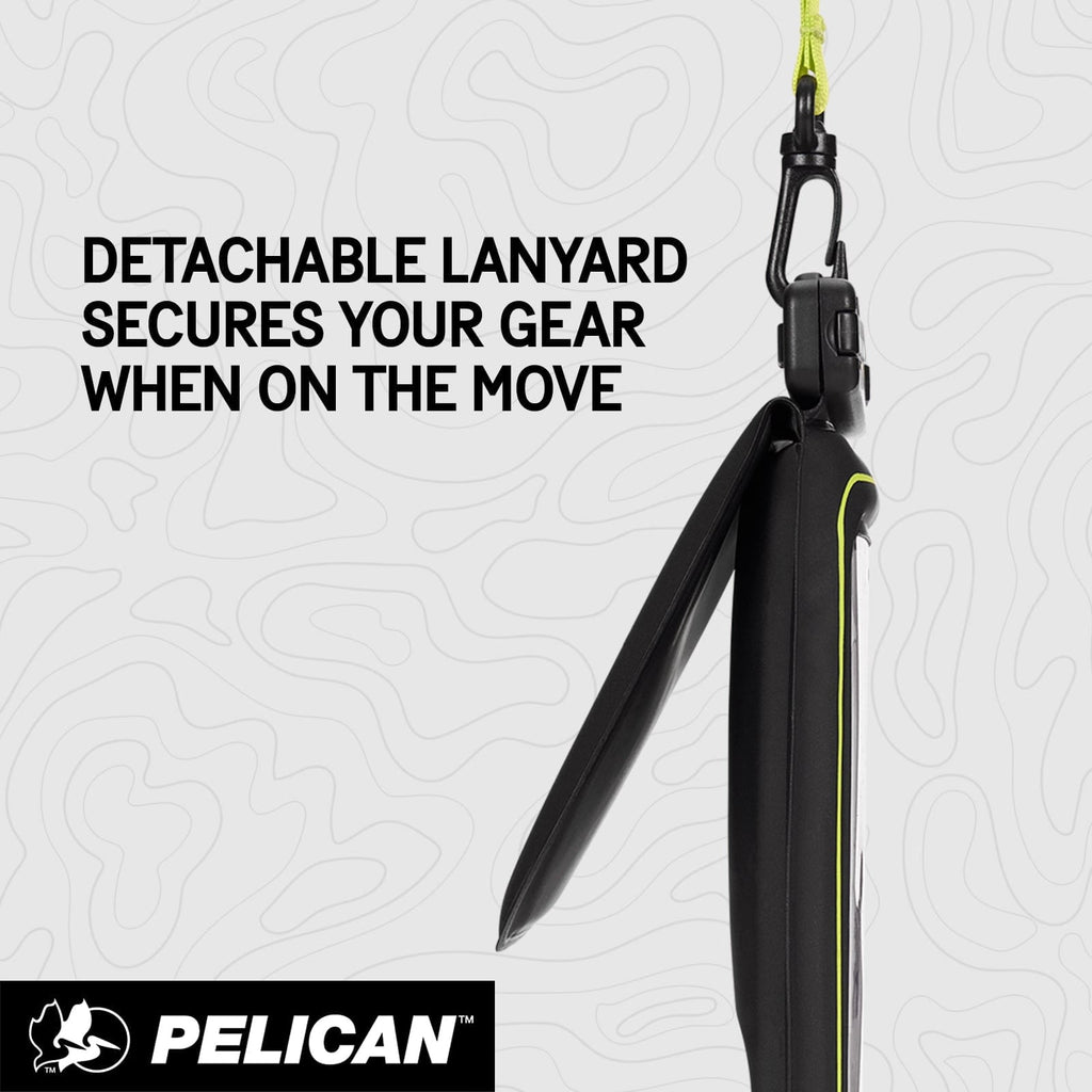 Pelican Marine IP68 Floating Waterproof Phone Pouch / Case (XL Size) w/ Detachable Lanyard - Black/Yellow