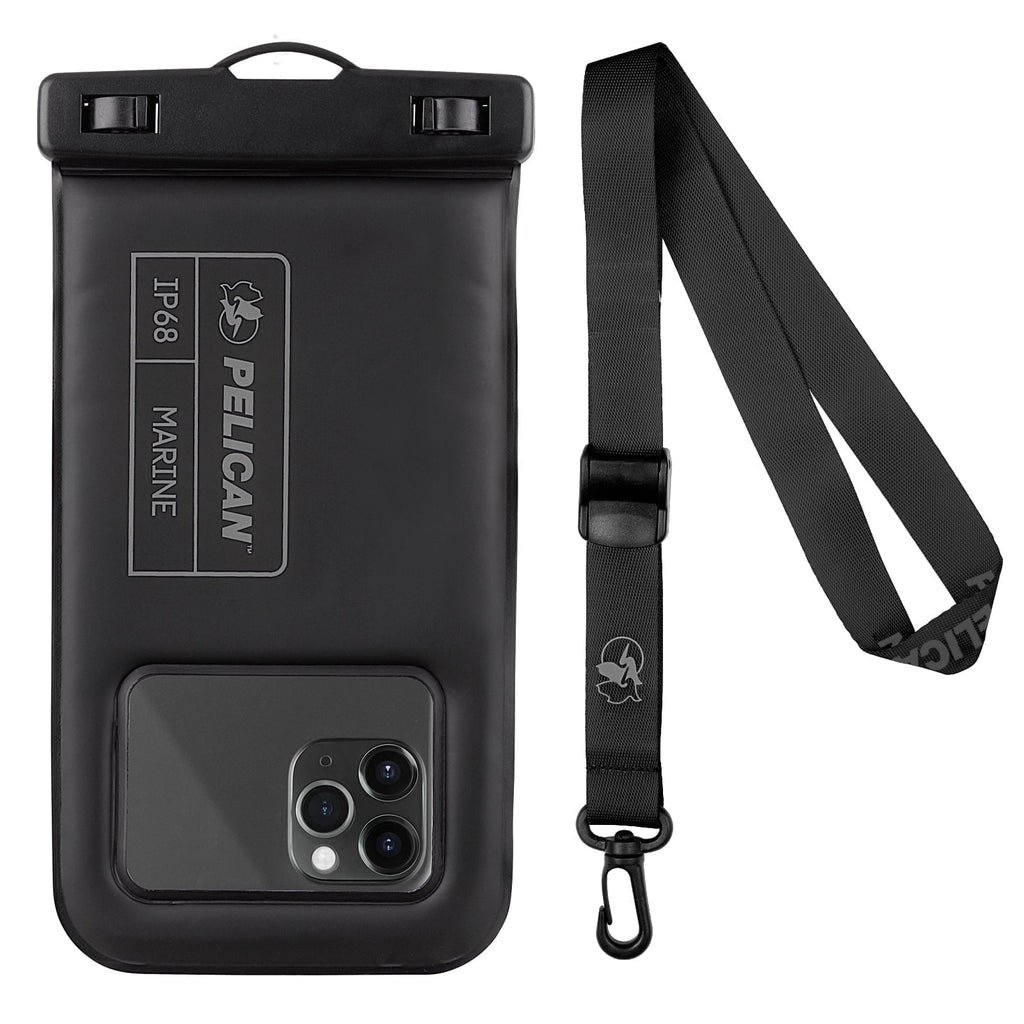 Pelican Marine IP68 Floating Waterproof Phone Pouch / Case (XL Size) w/ Detachable Lanyard - Black/Yellow